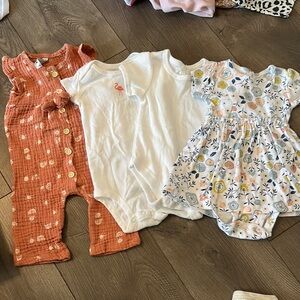 Baby Clothing Set with Floral Dress and Rompers